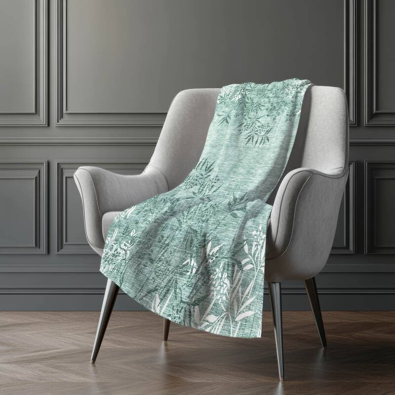 Premium Machine Washable Modern Floral Sherpa Throw Blanket