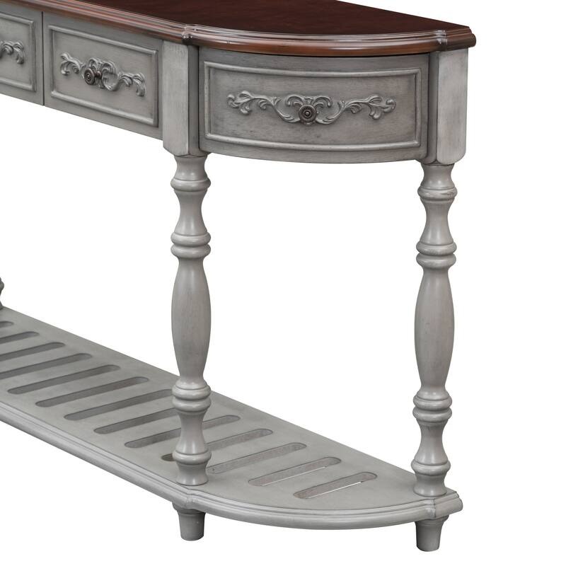 52" Classic Console Table with 4 Drawers & Open Shelf