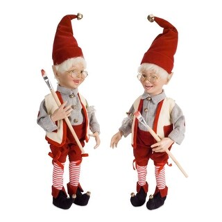 Shop Set Of 2 Playful Smiling Christmas Painting Elves Decoration