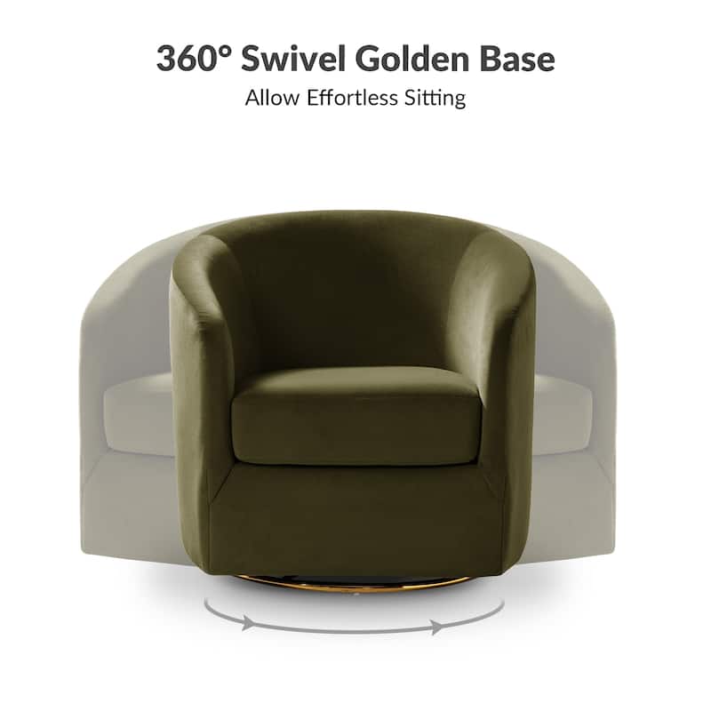 Eleuterio Modern Upholstered Swivel Accent Barrel Chair with Metal Base Set of 2 by HULALA HOME