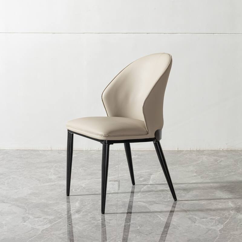 Dining chair PU with unique design backrest set of 2