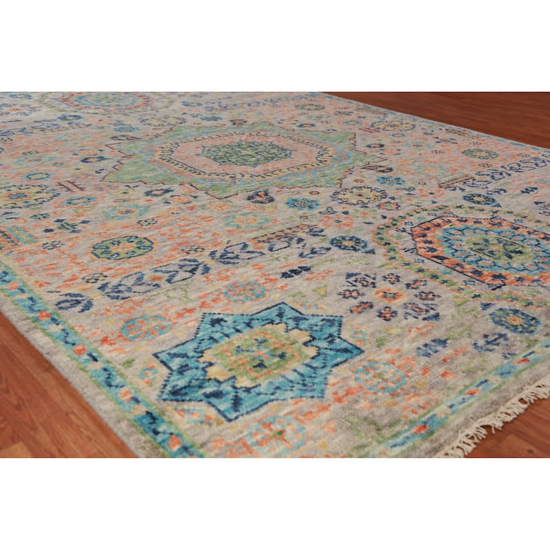 Traditional Kazak Indian Area Rug Handmade Wool Carpet - 7'11"x 10'1" - 7'11"x 10'1" - Grey