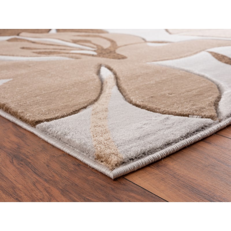 Glamour Floral Collection Polypropylene Area Rug