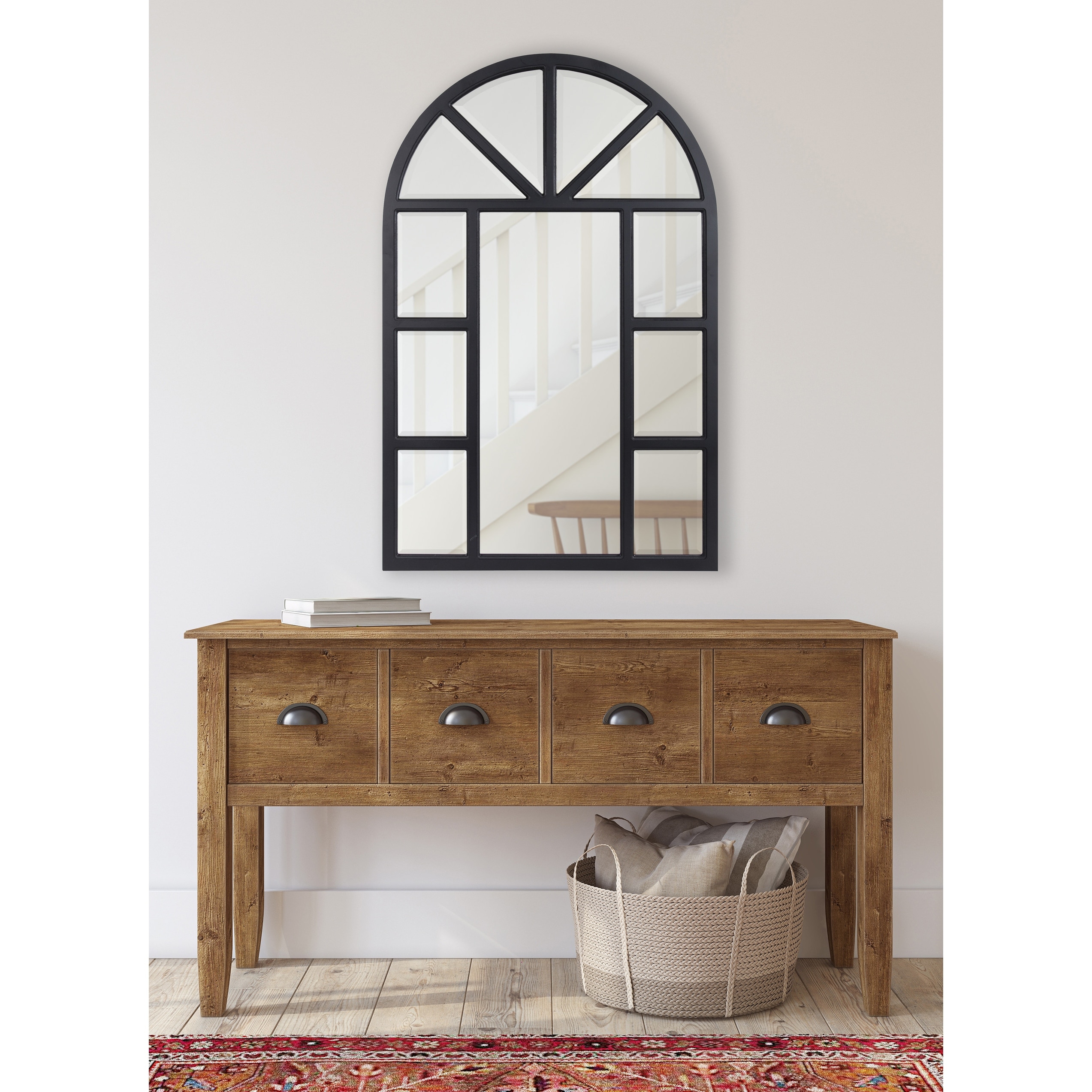 Kate and Laurel Hogan Arch Windowpane Framed Wall Mirror - 24x36