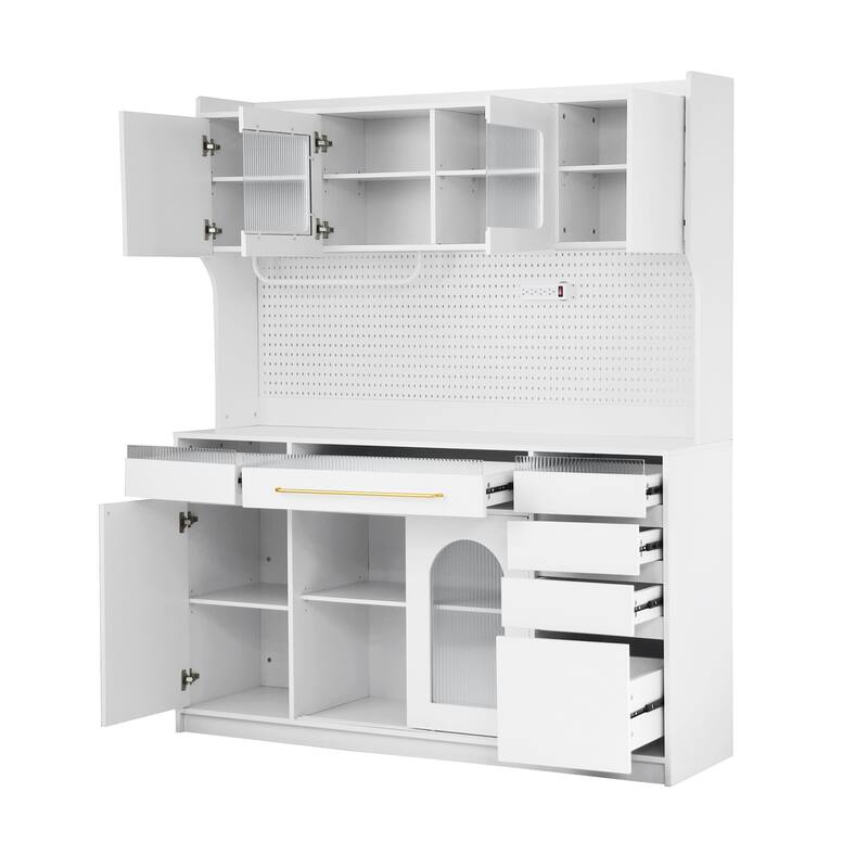 Freestanding Storage Cabinet with 6 Drawers, 5 Cabinets with Adjustable Shelvess