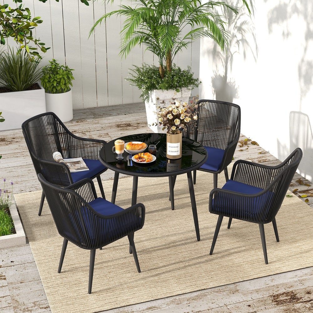 5-Piece Outdoor Patio Wicker Dining Set