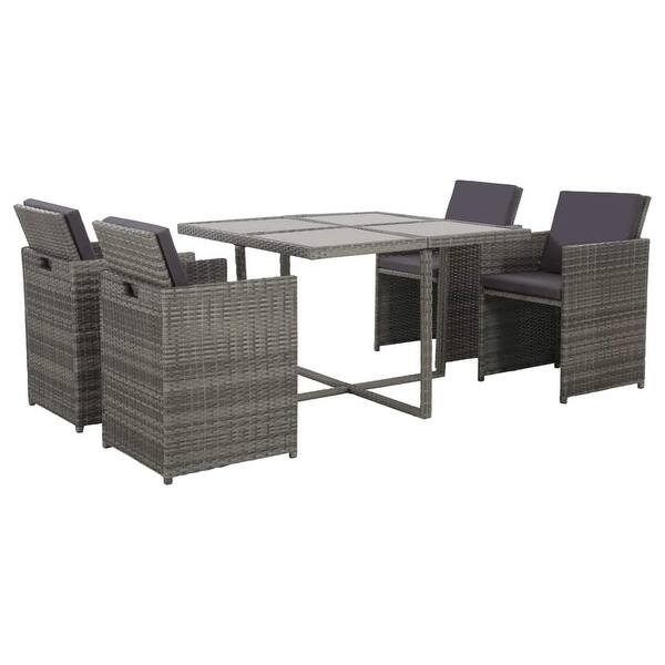 Shop Black Friday Deals On Vidaxl 13 Piece Outdoor Dining Set Gray Poly Rattan Overstock 28357924