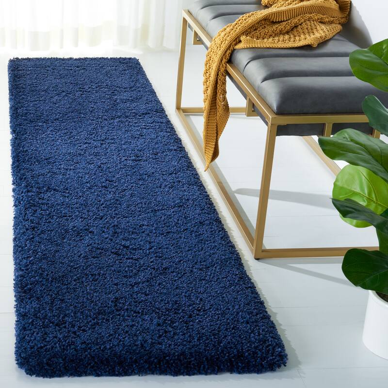 SAFAVIEH Milan Shag Maibritt 2-inch Thick Area Rug - 2' x 6' Runner - Navy - Runner