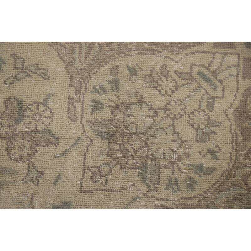 Hand Knotted Oriental 100% Wool Carpet Traditional Floral Beige & Ivories Tabriz Area Rug - 12' 5'' X 9' 8''