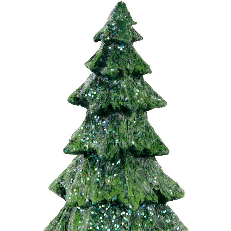 Glittered Pine Tree Christmas Decoration - 9.5"