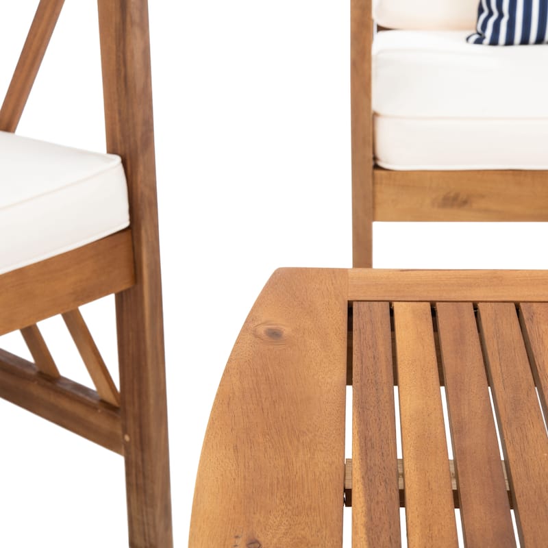 SAFAVIEH Outdoor Fontana 4-piece Acacia Wood Patio Conversation Set