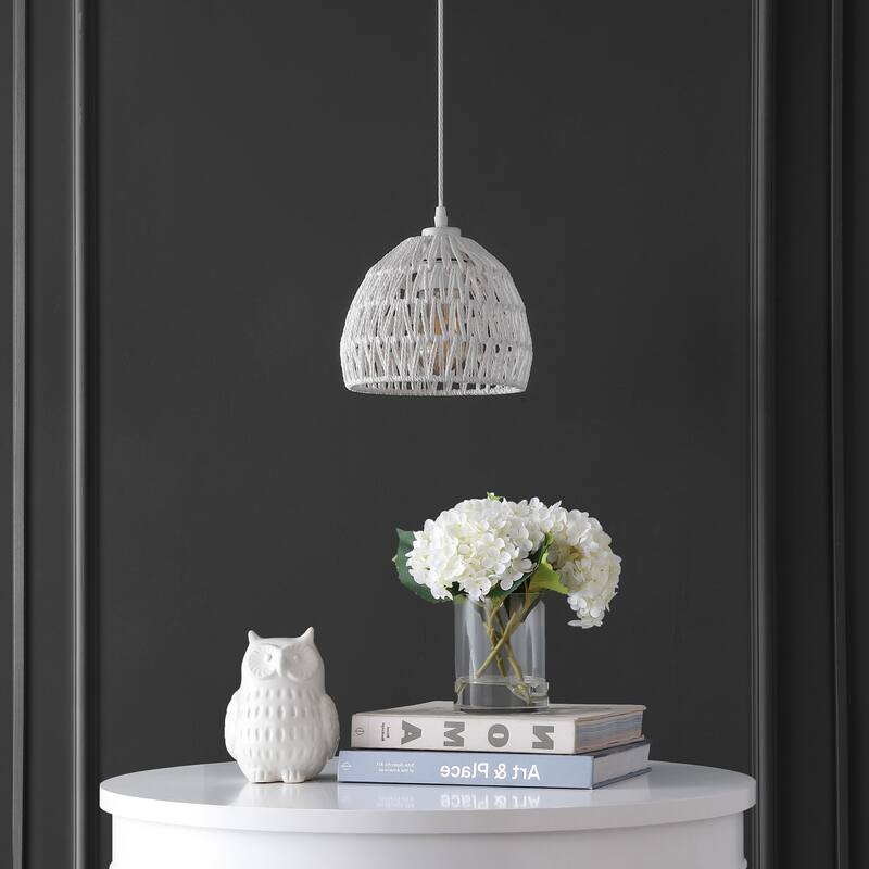Jigu 1-Light Woven Rattan/Iron LED Pendant, by JONATHAN Y