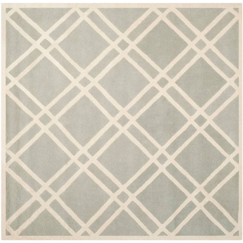 SAFAVIEH Handmade Chatham Geronda Modern Moroccan Wool Rug - 7' Square - Grey/Ivory