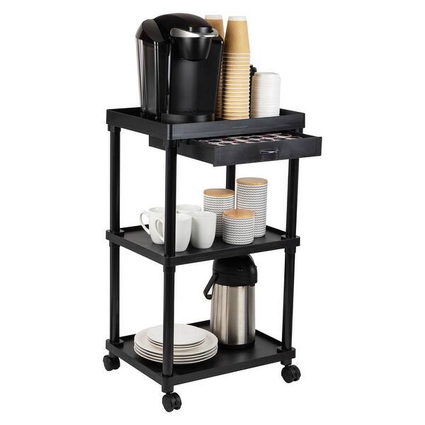 8 in. L  x 15 in. H  x 8 in. W 3-Tier Corner Clear Glass Bathroom Shelf in Matte Black