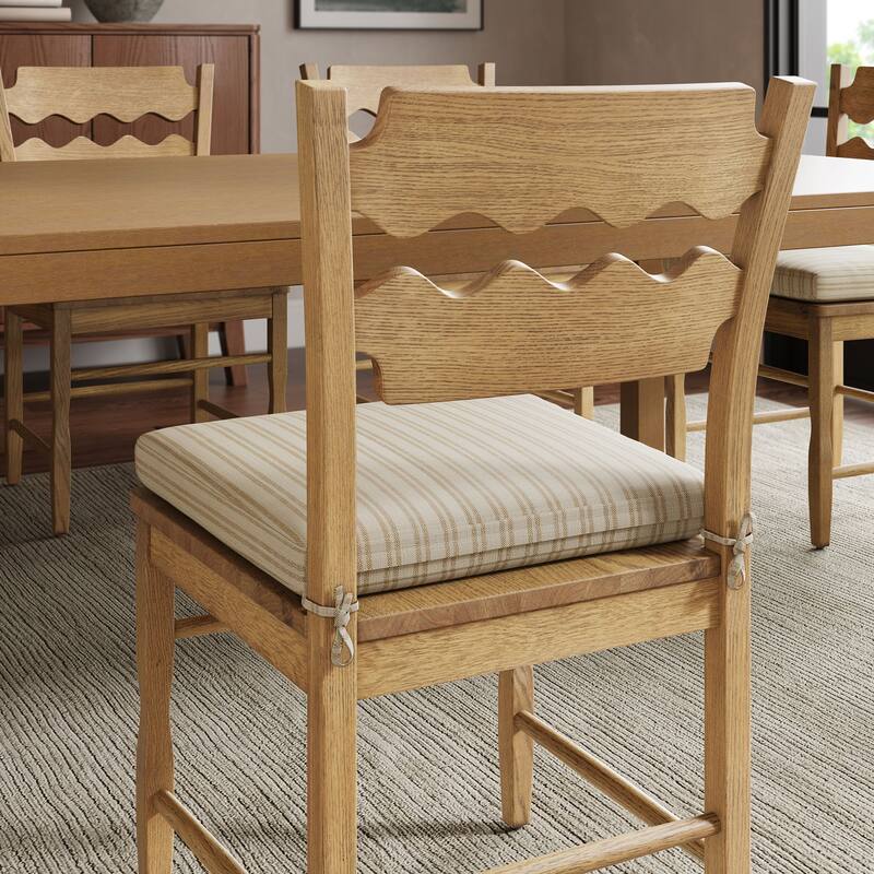 Jax Oak Wood Dining Chair With Wavy Razor Back and Cushion