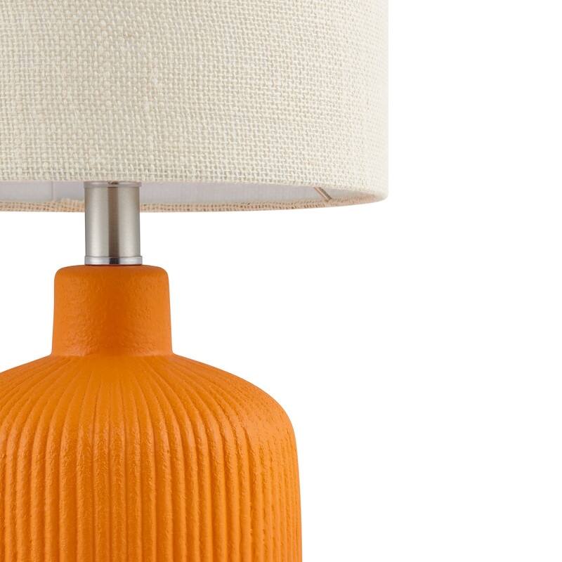 KAWOTI Fluted Ceramic Table Lamp (H18.25" x W10" x D10")