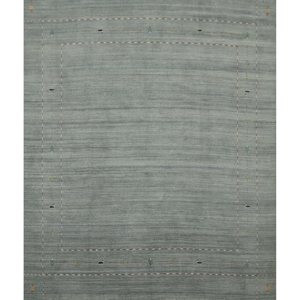 Hand Knotted Oriental 100% Wool Carpet Tribal Animal Pictorial Green Gabbeh Area Rug - 9' 1'' X 9' 0''