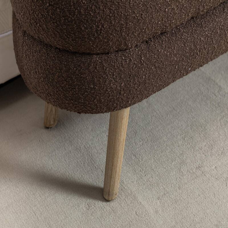 Storage Ottoman Bench with Wood Legs,Oval End of Bed Bench Indoor Ottoman W/Adjustable Foot Nails for Living Room