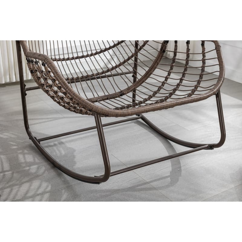 Orange Modern 37.2" Upholstered Rocking Chair with Steel Frame for Living Room