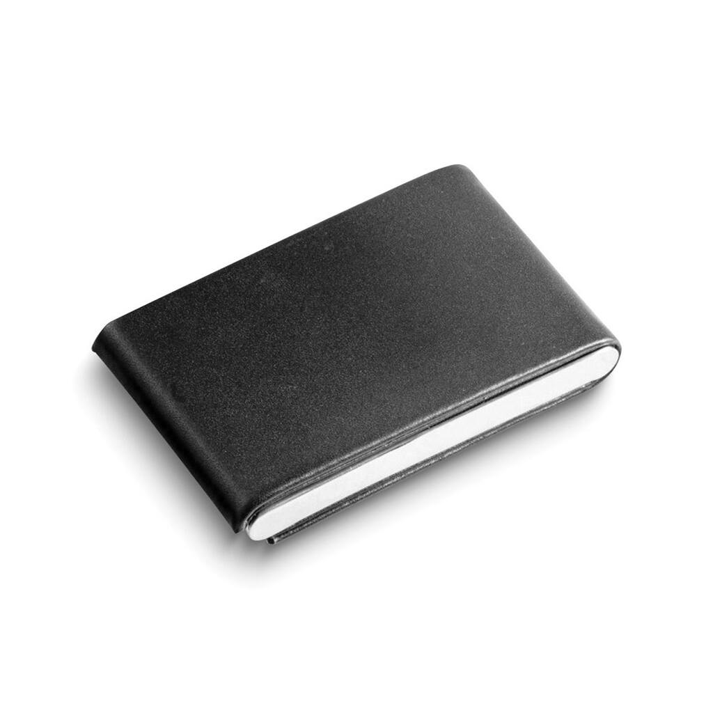 Curata Black Leather Flip Top Business Card Case with Magnetic Lid