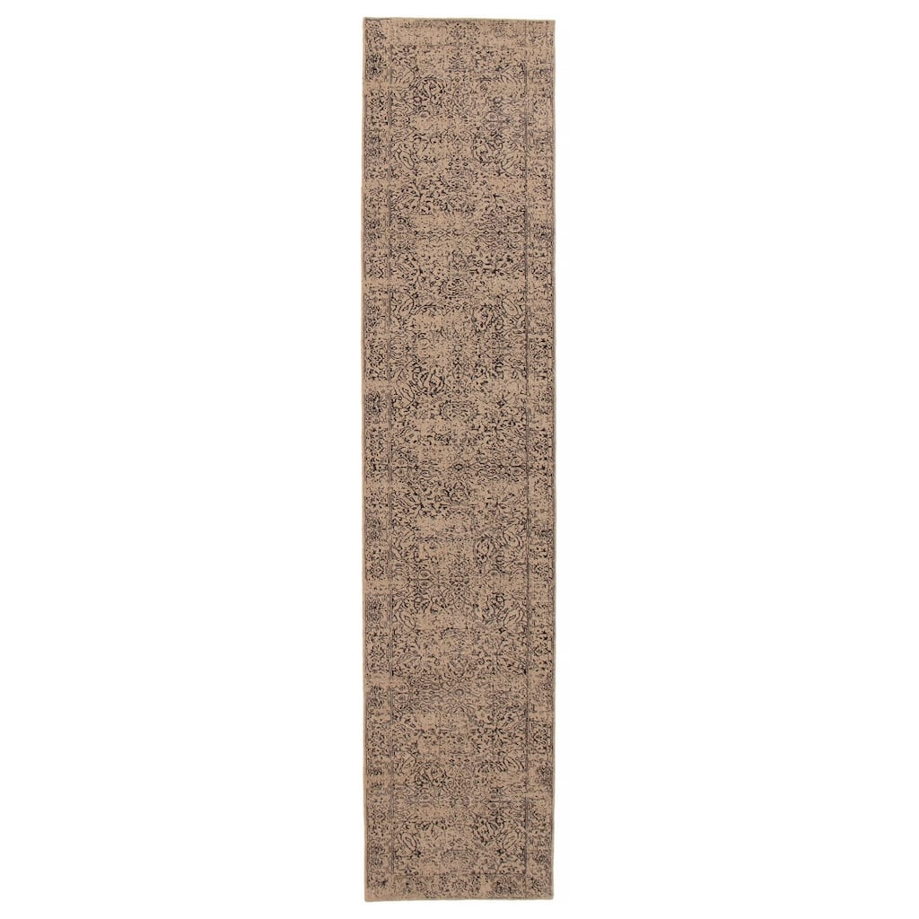 ECARPETGALLERY Hand-knotted Kashkuli Gabbeh Taupe Viscose, Wool Rug - 2'7 x 12'10