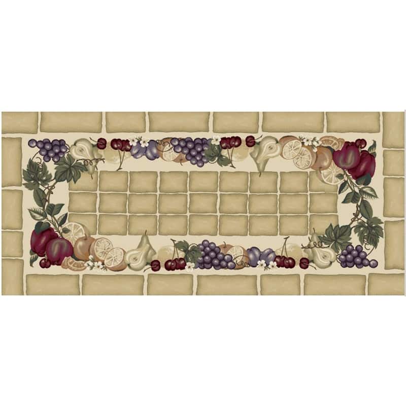 Cozy Cabin Fruitful Harvest Nylon Washable Accent Rug - 20"x44" - Beige