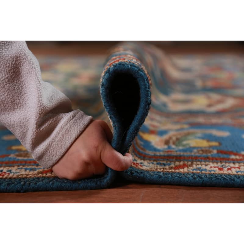 All-Over Blue Oushak Oriental Area Rug Handmade Wool Carpet - 8'11" x 11'9"