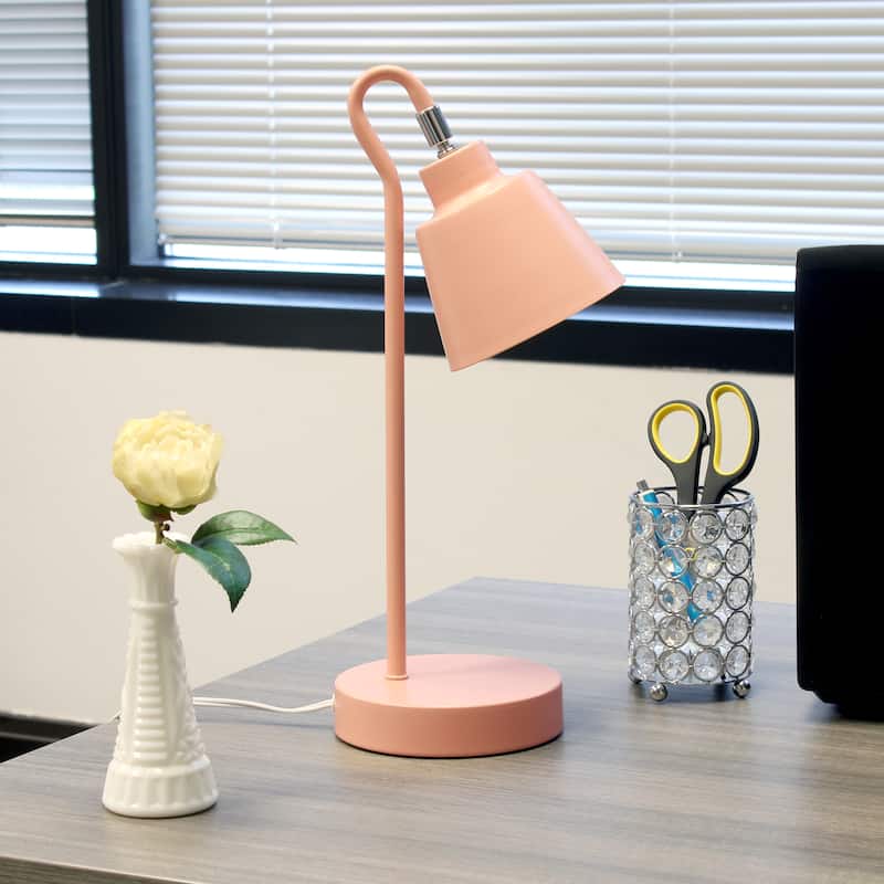 Metal Desk Lamp with Looped Arm and Adjustable Cone Shade