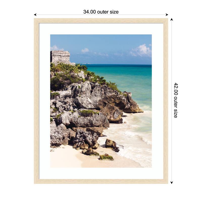 Kate and Laurel Framed Art Tulum Ruins Mexico Seascape by Stephanie Klatt