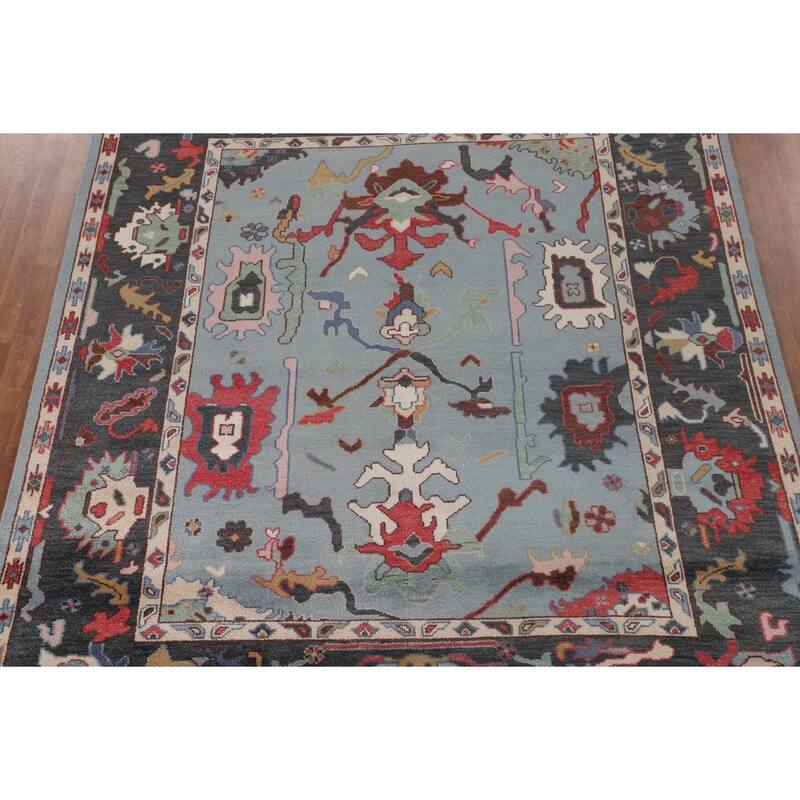 Transitional Oushak Indian Area Rug Handmade Wool Carpet - 8'2" x 9'9"