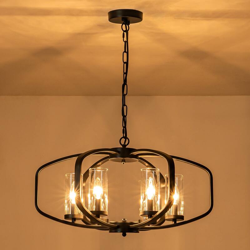 Starsky 6-Light 23in. Modern Farmhouse Unique Ceiling Lights Geometric Lantern Chandelier