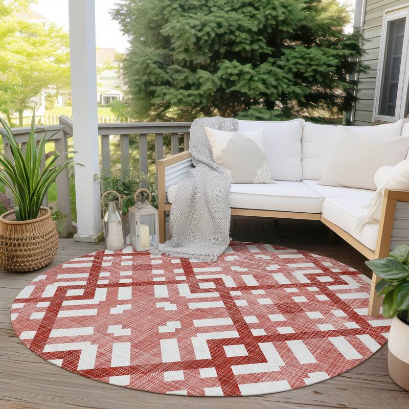 Machine Washable Indoor/ Outdoor Chantille Contemporary Trellis Rug