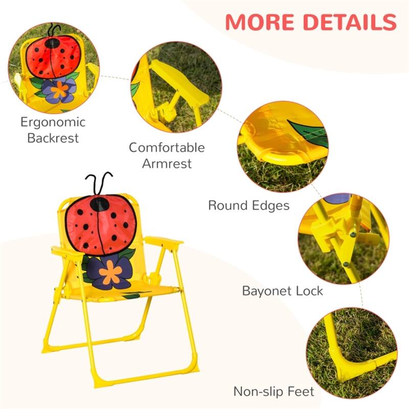 Kids Outdoor Table and Chair Set with Adjustable Umbrella and Steel Frame for Comfortable Seating