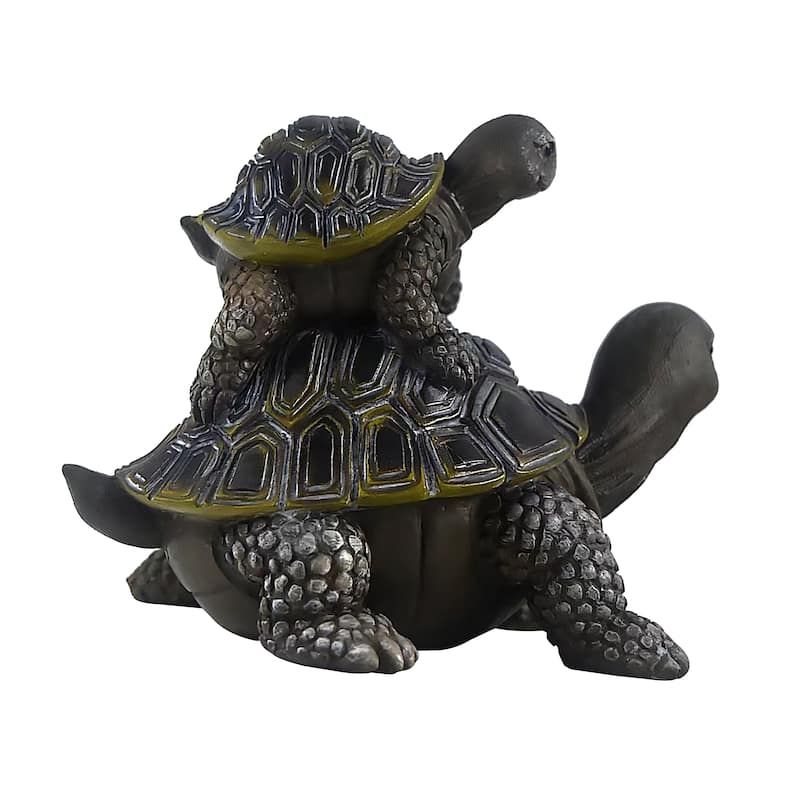 Transpac Resin 6.75 in. Gray Spring Stacked Turtle Fig