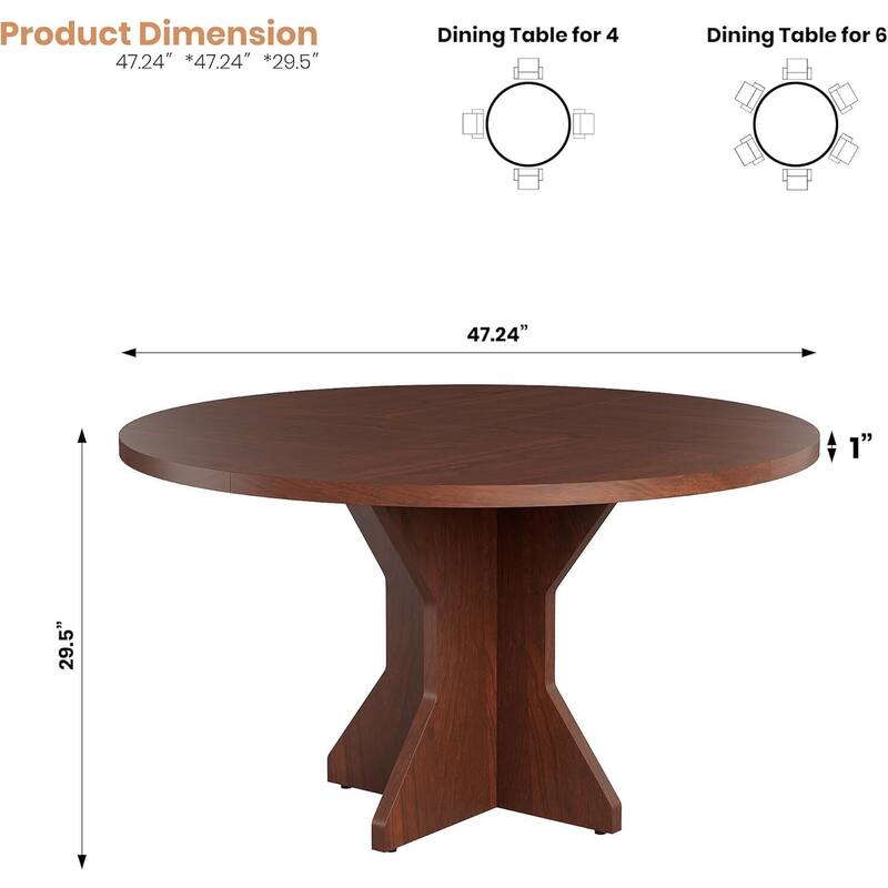47" Kitchen Round Dining Table for 4-6 People for Living Room, Kitchen, Apartment