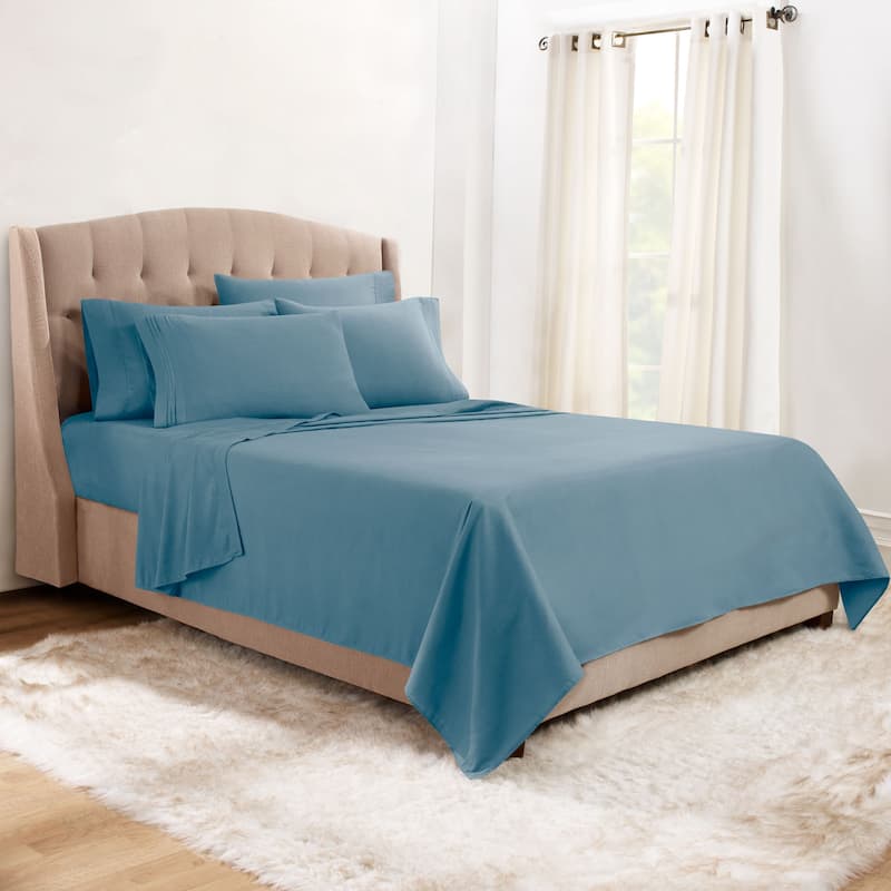 Empyrean Hotel Luxury 6 Piece Sheet Set - Super Soft Bedding Sheets & Pillowcases - Queen - Blue Heaven