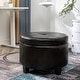 preview thumbnail 1 of 17, Porthos Home Donn Faux Leather Round Storage Ottoman with Rubberwood Legs