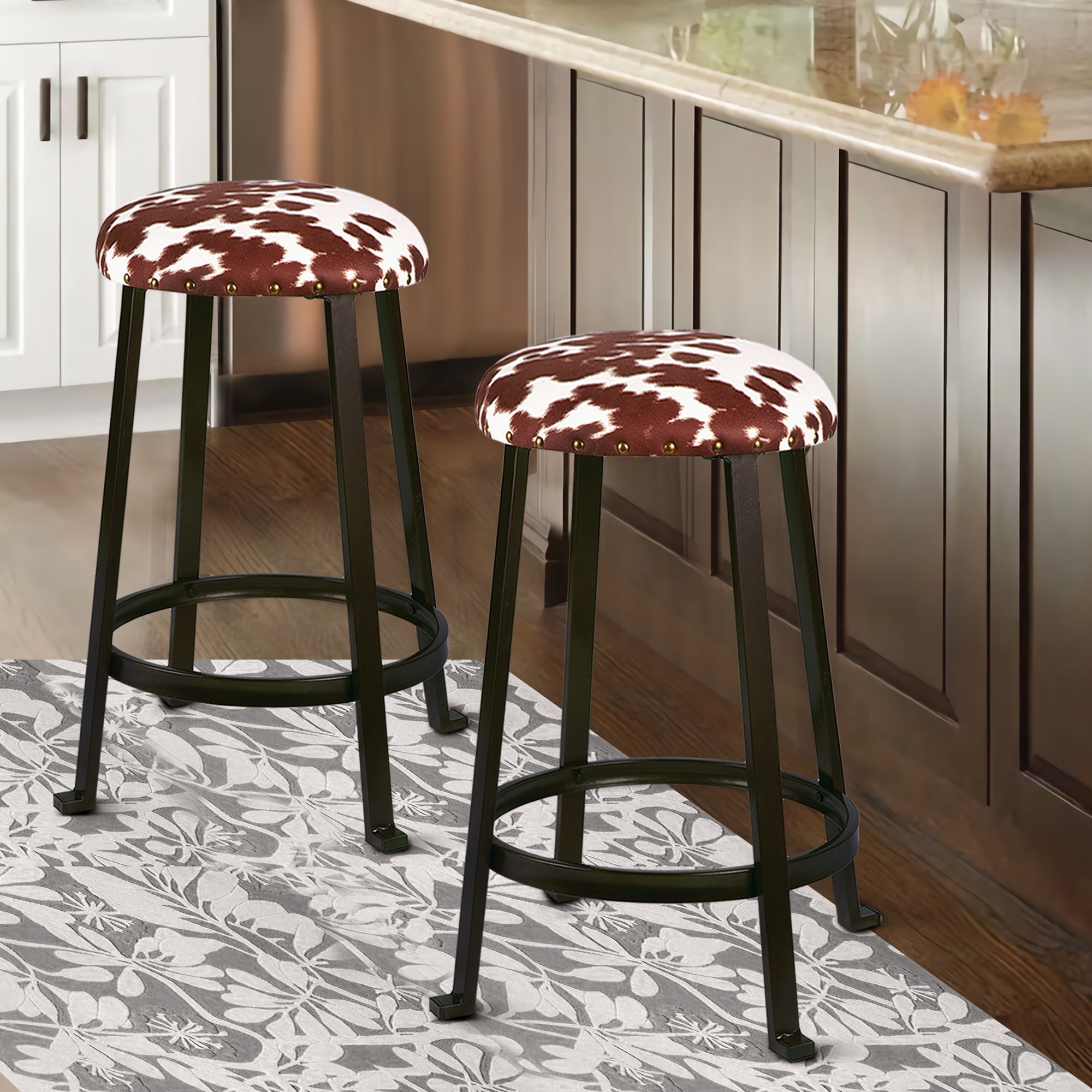 Stool Set Cow Print Bar Stools Counter Height Cow Print Stool