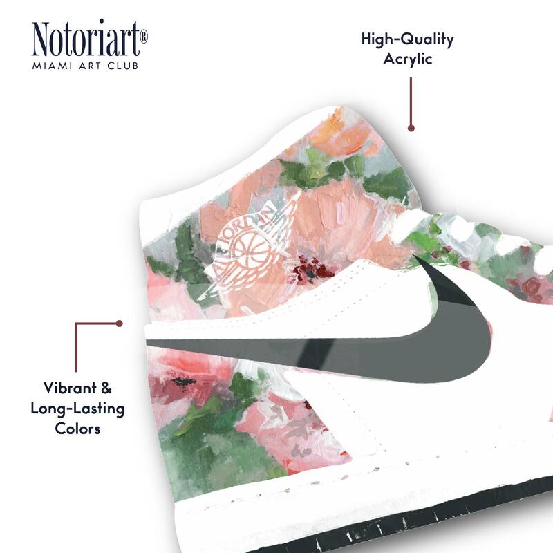 Floral Sneaker Shape Die-Cut Acrylic Wall Art, 19 x 10.5