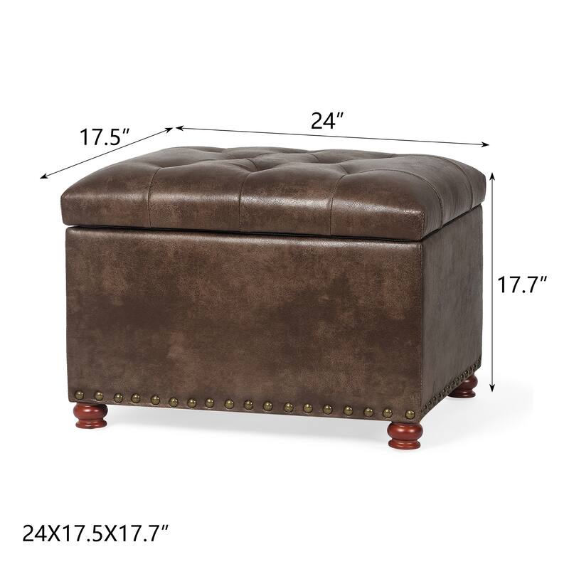Adeco Classy Rectangle Storage Bench Natural Fabric Footstool Ottoman