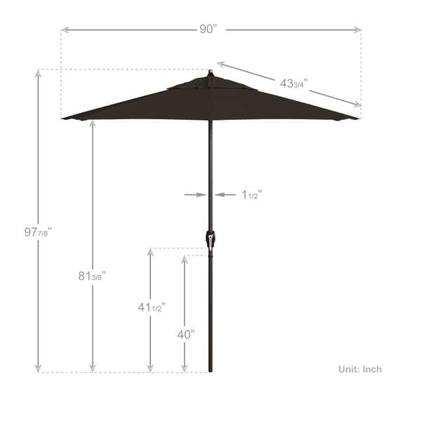dimension image slide 13 of 20, North Bend7.5 Foot Crank Lift Auto Tilt Patio Umbrella Outdoor Rated Acrylic Fabric by Havenside Home