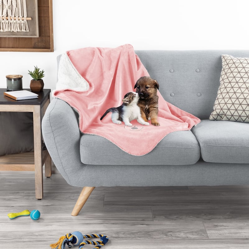 Waterproof Blanket for Dogs and Cats - Reversible Throw for Couch, Bed, or Car - 30" x 40" - Pink