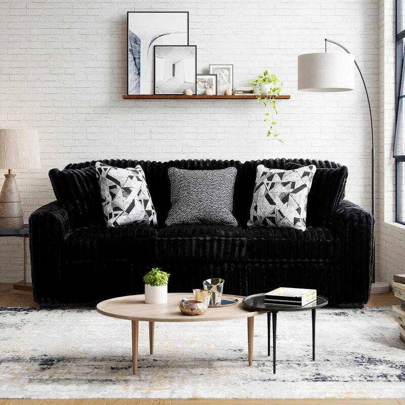 Roundhill Furniture Solenne 2-Piece Living Room Set, Oversized Sofa and Loveseat with Jumbo Corduroy Upholstery