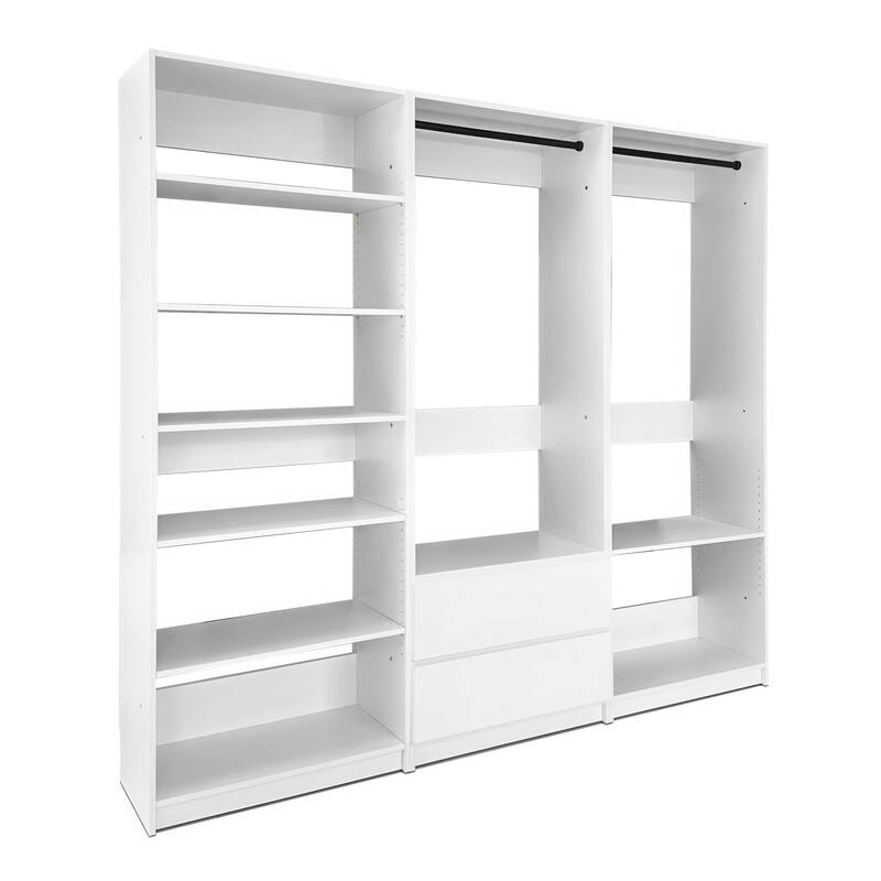 Prosper White Freestanding Walk in Wood Closet System - 94.2"W x 15.7"D x 83" H