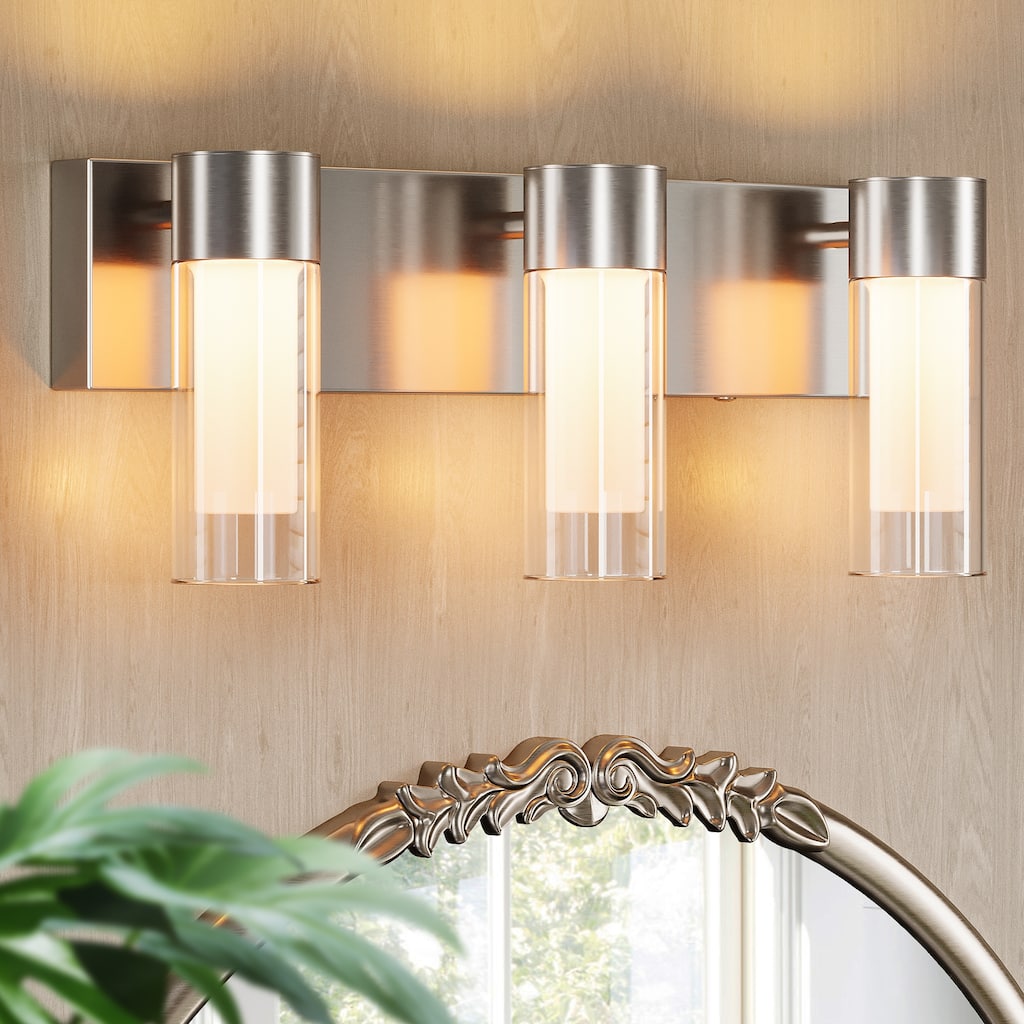 3-Light LED Bathroom Vanity Light Wall Sconces with Glass Shades