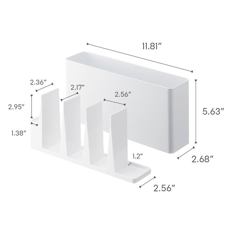 Yamazaki Home Utensil and Thin Cutting Board Holder, Steel, Utensil Holder - L 2.68 x W 11.81 x H 5.63 inches