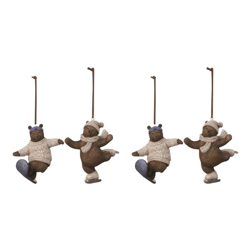Bear in Skate and Snowboard Christmas Ornaments - 4"
