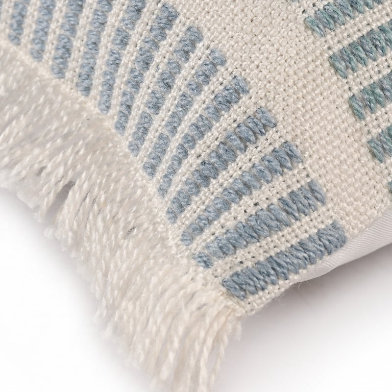HomeRoots 20" Blue And Ivory Striped Throw Pillow