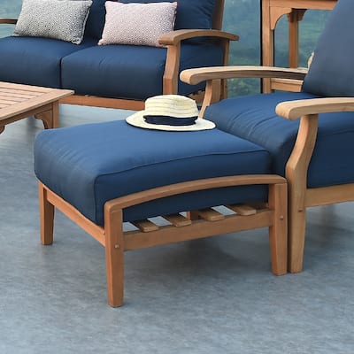 Cambridge Casual Leon Teak Patio Ottoman with Cushion