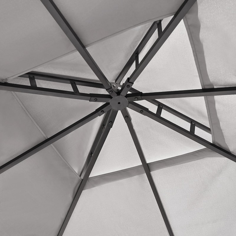 Outdoor Gazebo Tent with Double Roof, Mosquito Netting & Privacy Screens